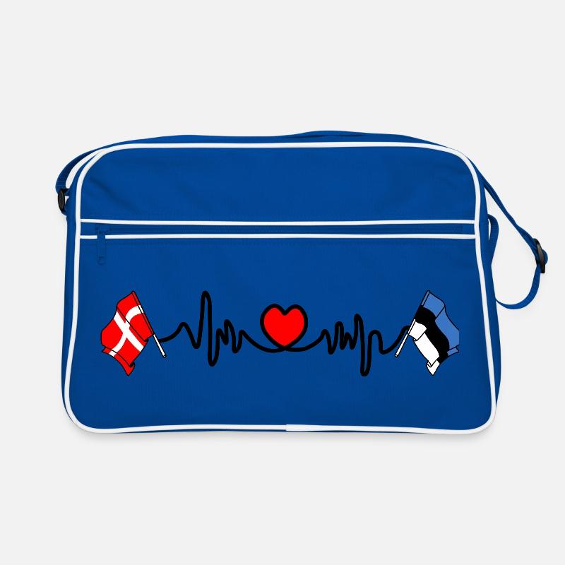 Cardio heart Drapeau Danemark, drapeau Estonie Sac Retro