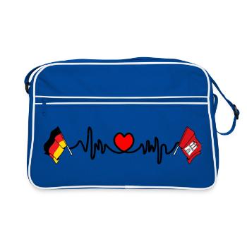 Cardio heart Drapeau Allemagne, drapeau Hambourg - Sac Retro - bleu/blanc - Devant
