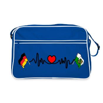 Cardio heart avec drapeau Allemagne et drapeau Saxe - Sac Retro - bleu/blanc - Devant