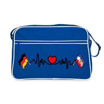 Cardio heart Flag Allemagne, Schleswig Holstein - Sac Retro - bleu/blanc - Devant