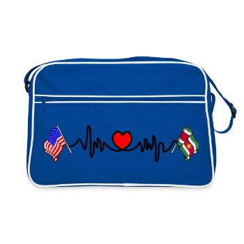 Cardio heart avec drapeau des États-Unis et drapeau du Suriname - Sac Retro - bleu/blanc - Devant