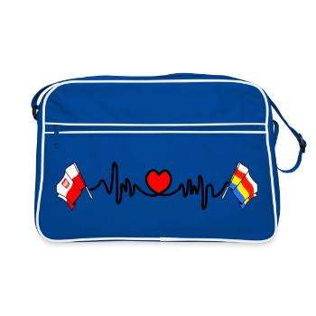 Cardio cœur Drapeau Pologne, Podlachie - Sac Retro - bleu/blanc - Devant