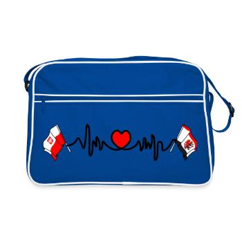 Cardio cardiaque Drapeau Pologne, Kuyavia Poméranie - Sac Retro - bleu/blanc - Devant
