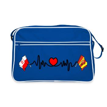 Cardio heart Drapeau Pologne, drapeau Lodz - Sac Retro - bleu/blanc - Devant
