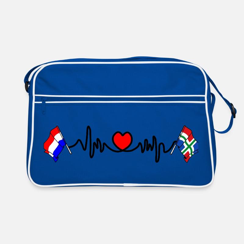 Cardio heart Flag Netherlands, Groningen Retro Bag