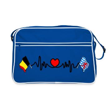 Coeur cardio, drapeau Belgique et drapeau Luxembourg - Sac Retro - bleu/blanc - Devant