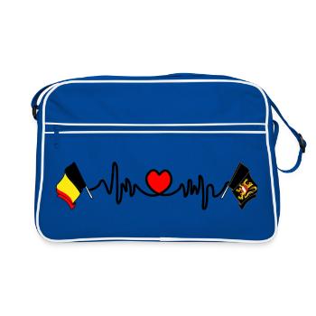 Coeur cardio avec drapeau Belgique, Brabant flamand - Sac Retro - bleu/blanc - Devant