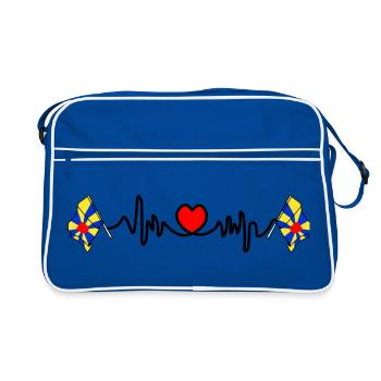 Cardio fréquence cardiaque pour Flandre occidentale Belgique - Sac Retro - bleu/blanc - Devant