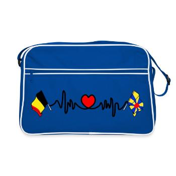 Cardio coeur drapeau Belgique, Flandre Occidentale - Sac Retro - bleu/blanc - Devant