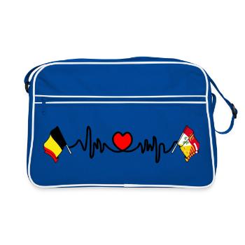 Cardio heart Flag Belgium and flag Liège - Retro Bag - blue/white - Front