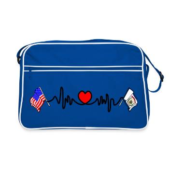 Cardio-Herz mit USA-Flagge und West Virginia-Flagge - Retro Tasche - Blau/Weiß - Vorne