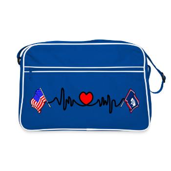 Cardio cardiaque avec drapeau des États-Unis et du Wyoming - Sac Retro - bleu/blanc - Devant