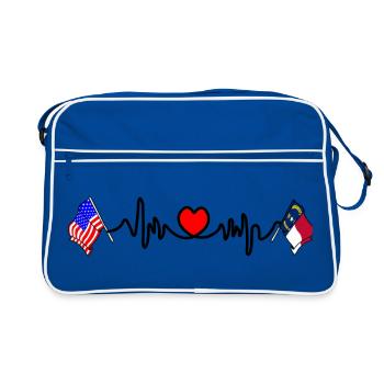 Cardio heart avec drapeau des États-Unis et drapeau de la Caroline du Nord - Sac Retro - bleu/blanc - Devant