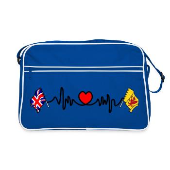 omerset flag + heartbeat + UK flag - Retro Bag - blue/white - Front