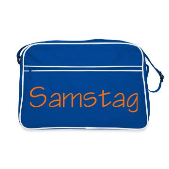 Samstag - Retro Tasche - Blau/Weiß - Vorne