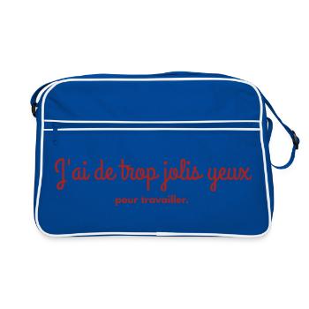 j'ai de trop jolis yeux pour travailler - Sac Retro - bleu/blanc - Devant