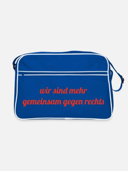 Wir sind mehr - gemeinsam gegen Rechts - Retro Tasche - Blau/Weiß