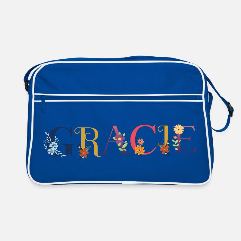 Le nom de GRACIE est décoré de fleurs Sac Retro