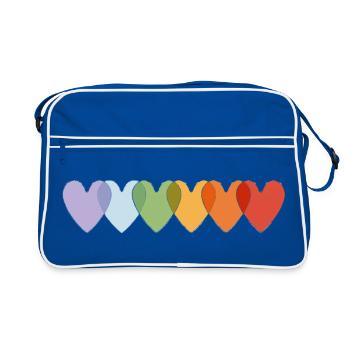 Hearts in Pastel and Vibrant Gradient - Retro Bag - blue/white - Front