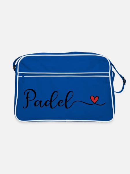 Padel Herz Design  - Retro Tasche - Blau/Weiß - Vorne