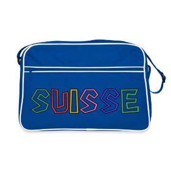 SUISSE. HUMOUR. PAYS. DRAPEAU. GENEVE. LAUSANNE - Sac Retro - bleu/blanc - Devant