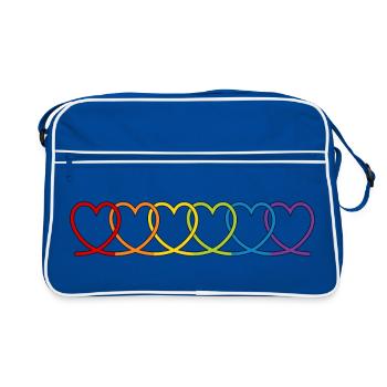 LGBT CSD Cœur LGBTQ+ Cœurs arc-en-ciel Mois de la fierté - Sac Retro - bleu/blanc - Devant