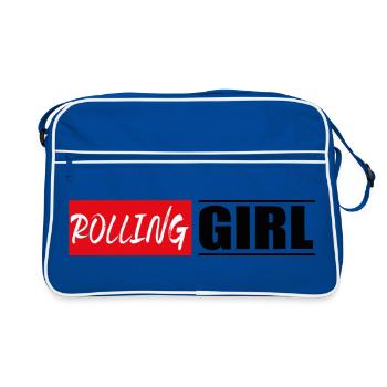 Rolling girl woman skate skate skates autocollant - Sac Retro - bleu/blanc - Devant