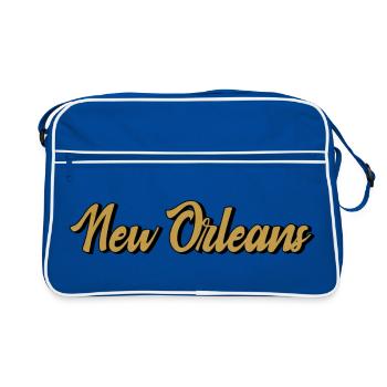 New Orleans Vintage Gold Script - Retro Bag - blue/white - Front