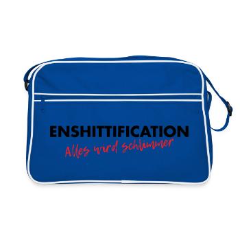 Enshittification - alles wird schlimmer! - Retro Tasche - Blau/Weiß - Vorne