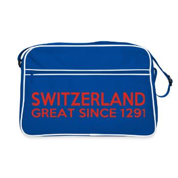 Switzerland - Great Since 1291 - Schweiz - Schwiiz - Retro Tasche - Blau/Weiß - Vorne