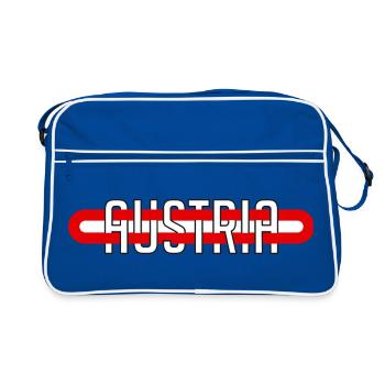 Austria Österreich Minimalistisch Heimat - Retro Tasche - Blau/Weiß - Vorne