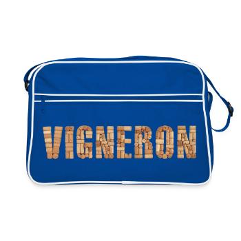 Vigneron – Typographie en bouchons de vin - Retro Tasche - Blau/Weiß - Vorne
