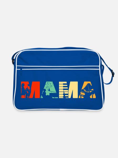 Mama Pianistin Musikerin Mutter Retro Vintage - Retro Tasche - Blau/Weiß - Vorne