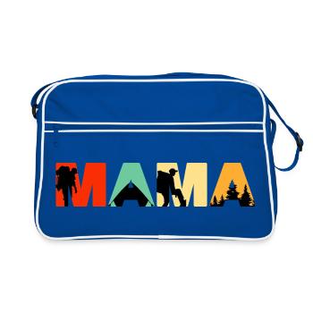 Mama Camping Silhouette rétro de randonnée au coucher de soleil - Sac Retro - bleu/blanc - Devant