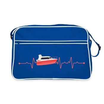 Heartbeat Boat Motorboat - Retro Bag - blue/white - Front