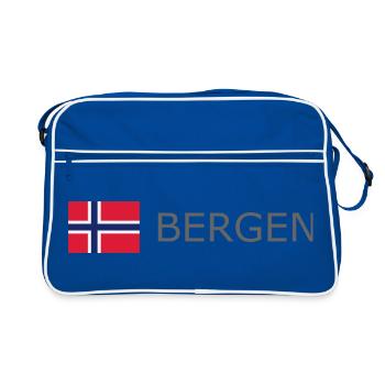 Drapeau de la Norvège - Bergen - Norge - Norwegen - Sac Retro - bleu/blanc - Devant