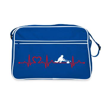 Heartbeat Curling Girl Funny Curling Player EKG - Retro Bag - blue/white - Front