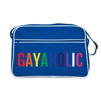 Gayaholic Pride Rainbow LGBTQ Alphabet Art - Retro Tasche - Blau/Weiß - Vorne
