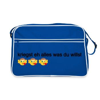 kriegst eh alles was du willst, Politik Österreich - Retro Tasche - Blau/Weiß - Vorne