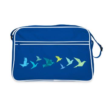 Migration des oiseaux origami - Sac Retro - bleu/blanc - Devant