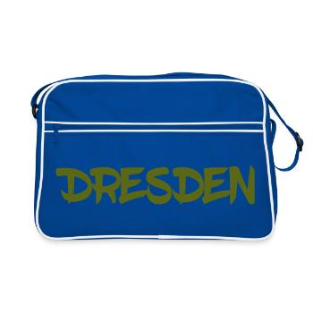 Dresden - Sachsen - Frauenkirche - Zwinger - Elbe - Retro Tasche - Blau/Weiß - Vorne