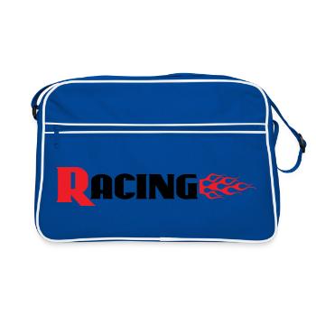 Racing Graphic With Flames - Car Auto Bike Decals - Retro Bag - blue/white - Front