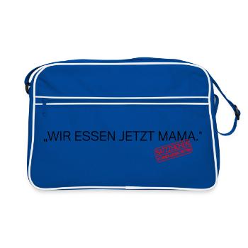 Satzzeichen Retten Leben Spruch - Retro Tasche - Blau/Weiß - Vorne