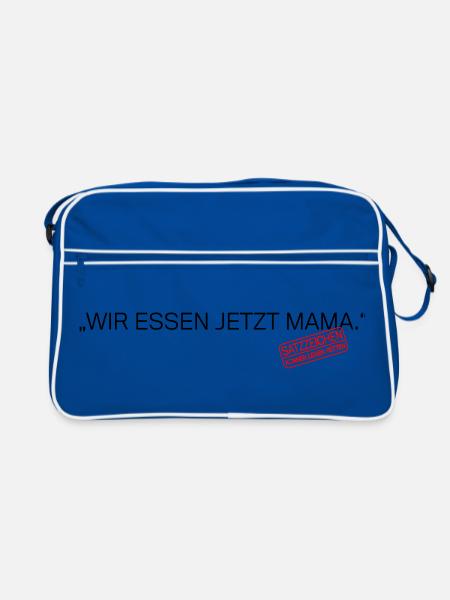 Satzzeichen Retten Leben Spruch - Retro Tasche - Blau/Weiß - Vorne