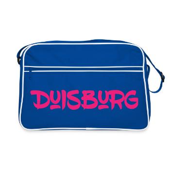 Duisburg - Ruhrpott - NRW - Rhein - Ruhr - Retro Tasche - Blau/Weiß - Vorne