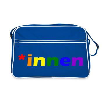 *innen Gendern - Retro Tasche - Blau/Weiß - Vorne