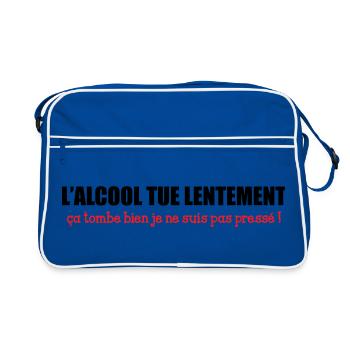 L’alcool tue lentement, ça tombe bien je ne suis p - Sac Retro - bleu/blanc - Devant