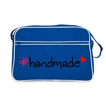 T-shirt hashtag fait main - Sac Retro - bleu/blanc - Devant