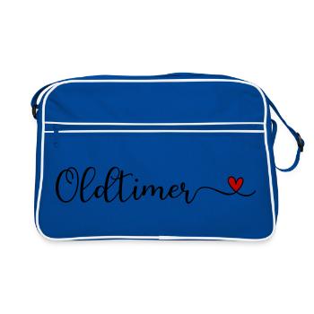 Oldtimer Herz - Retro Tasche - Blau/Weiß - Vorne