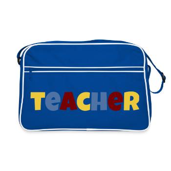 Texte coloré de l’enseignant - Sac Retro - bleu/blanc - Devant